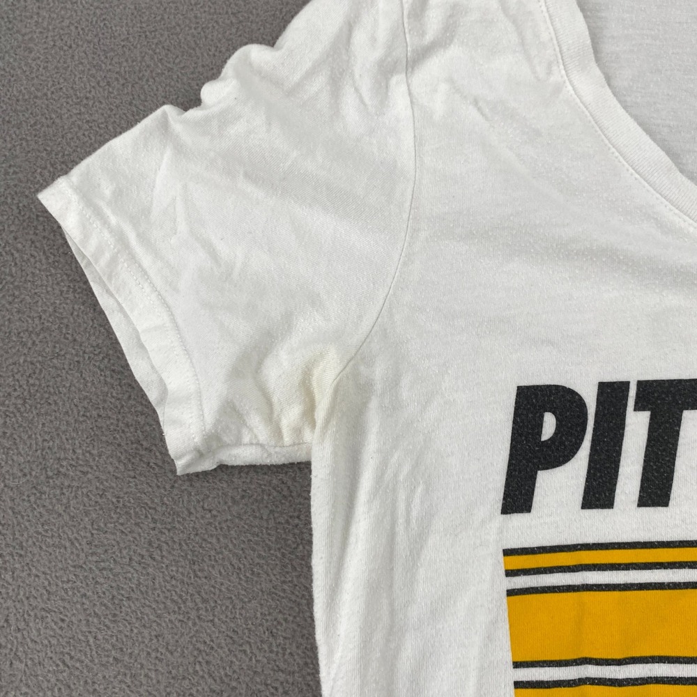 Nike Pittsburgh Steelers V-Neck T-Shirt Womens Medium White Tri-Blend Athletic - Picture 9 of 11